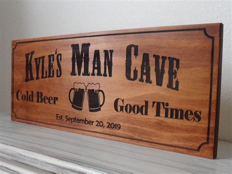 Rustic Man Cave Wood Sign Customized Engraved Bar Sign | Etsy