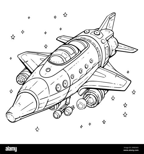 Starship Or Rocket With Pilot Coloring Page for Kids Stock Vector Image ...