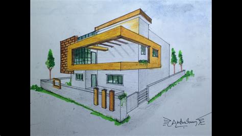 Modern House Perspective Drawing Architecture Architecture Drawing ...