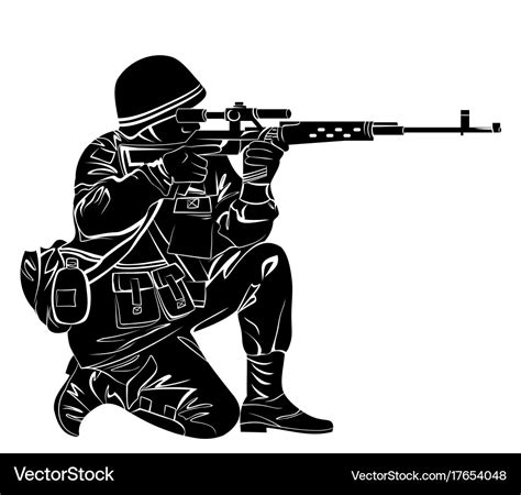 Silhouette of a soldier Royalty Free Vector Image