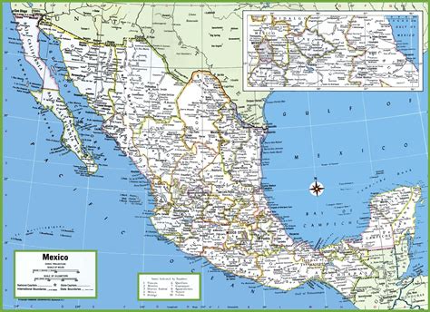 Large detailed map of Mexico with cities and towns