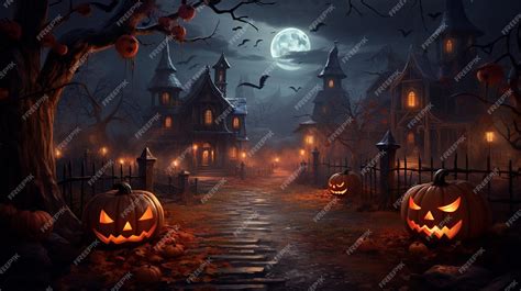 Premium AI Image | Scary Halloween graveyard fence