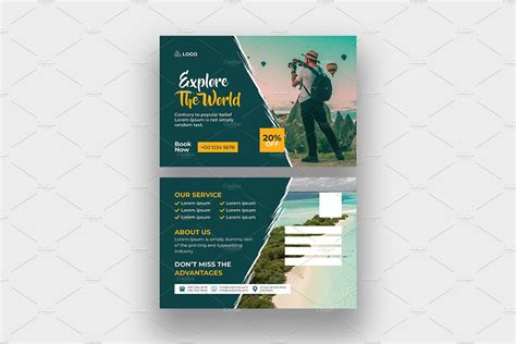 Modern Travel Postcard Template | Creative Market