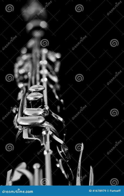 Fragment Clarinet in Black and White Stock Image - Image of blurred ...