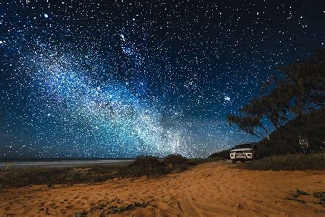 Starry sky at Double Island Point on the north shore of Noosa ...