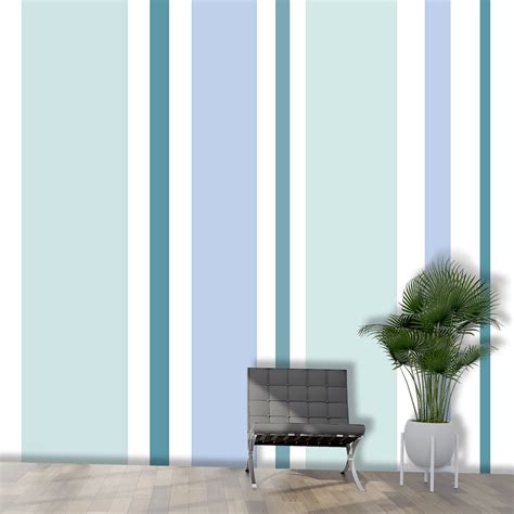 A close-up of a blue and white striped wallpaper - Magic Decor