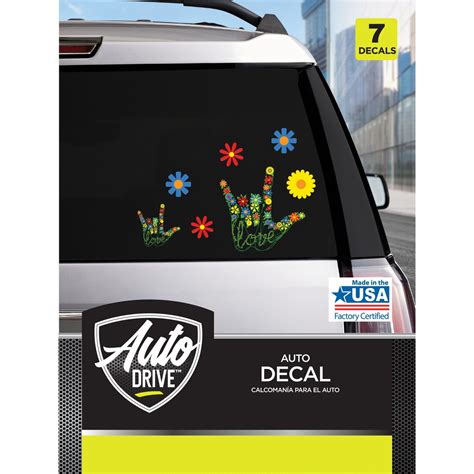 Auto Drive Flower Love Decal Set of 7 Vinyl Car Stickers Red Green ...