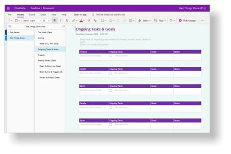 GTD Templates for OneNote