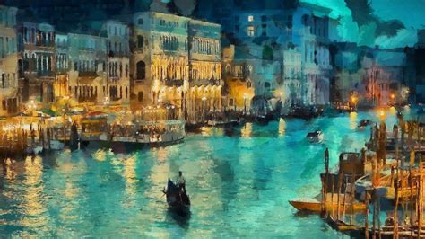 Venice, Italy, Gondolas, Painting Wallpapers HD / Desktop and Mobile ...