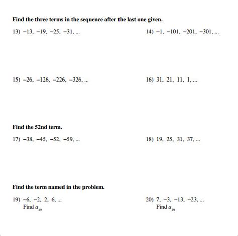 7+ Sample Arithmetic Sequence Examples | Sample Templates