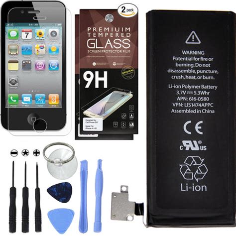 Complete Replacement Battery Kit for iPhone 4S + Extra Accessories ...