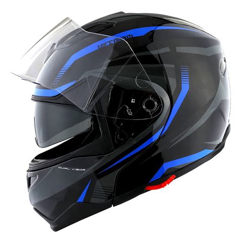 1Storm Motorcycle Street Bike Modular/Flip up Dual Visor/Sun Shield ...