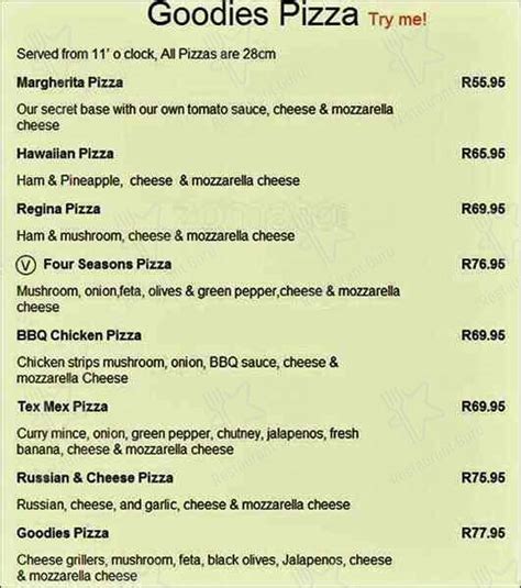 Menu at The Goodies Restaurant, Kempton Park