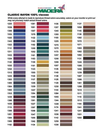 Classic Rayn's Thread Colors Chart