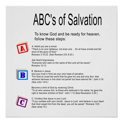 ABC's Salvation Poster | Zazzle | Abc of salvation, Salvation, Bible ...