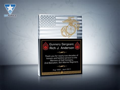 Military Service Plaque - Etched Crystal Award & Plaque Samples