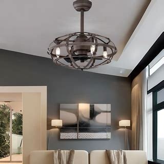 Modern Rustic Farmhouse Caged Ceiling Fans Lights with Remote - Bed ...