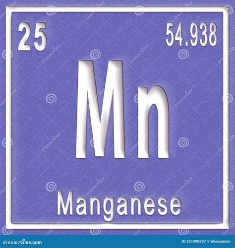 Manganese Chemical Element, Sign with Atomic Number and Atomic Weight ...