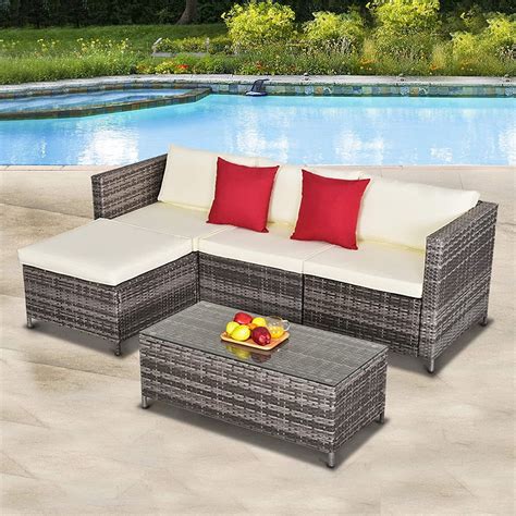 5 Pieces Outdoor Patio Furniture Set, All-Weather Outdoor Small ...