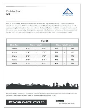 Fuji Bike Size Chart