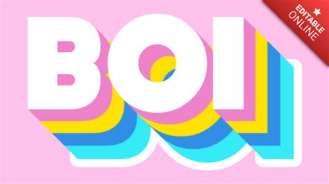 Boi | Pink Yellow Green Vintage 3D | Text Effect Generator