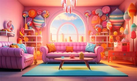 Premium Photo | Backdrop of Candy Crush Room Candy Themed Wallpaper ...