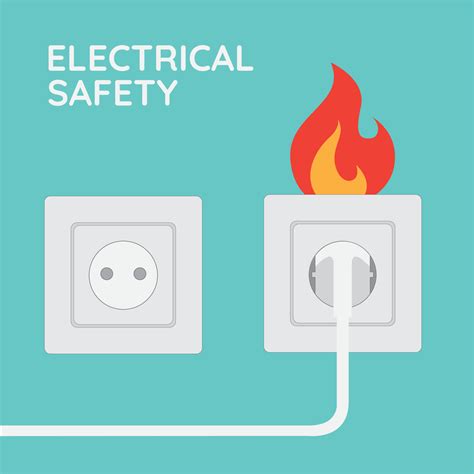 Fire wiring. Socket and plug on fire from overload. Electrical safety ...