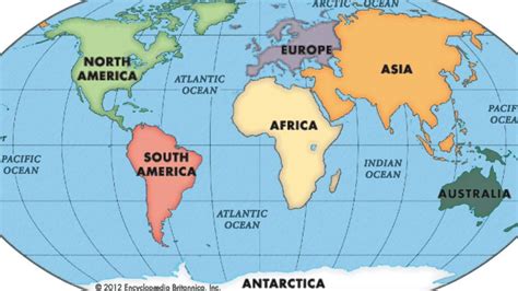 Map With Labeled Continents