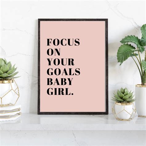 Motivational Quotes, Focus on Your Goals Print, Typography Print, Blush ...