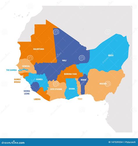 West Africa Countries Political Map Vector Illustration Cartoondealer