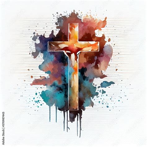 abstract watercolor crucifix of christian Jesus easter resurrection ...