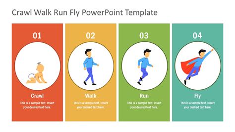 4 Segments Crawl Walk Run Fly Leadership - SlideModel