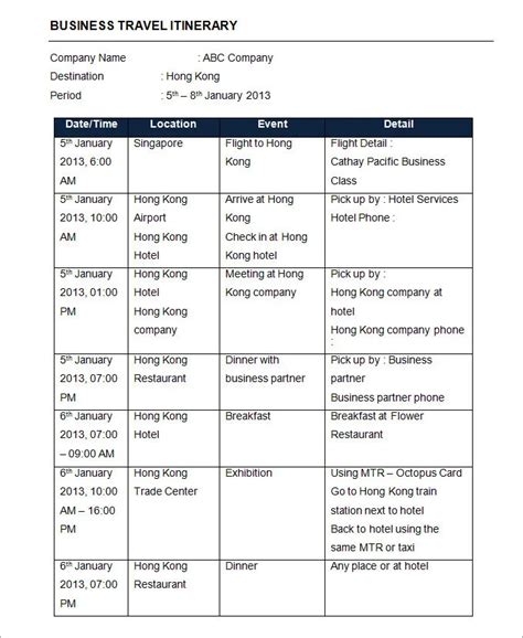 35+ Travel Itinerary Templates - DOC, PDF, Apple Pages, Google Docs ...