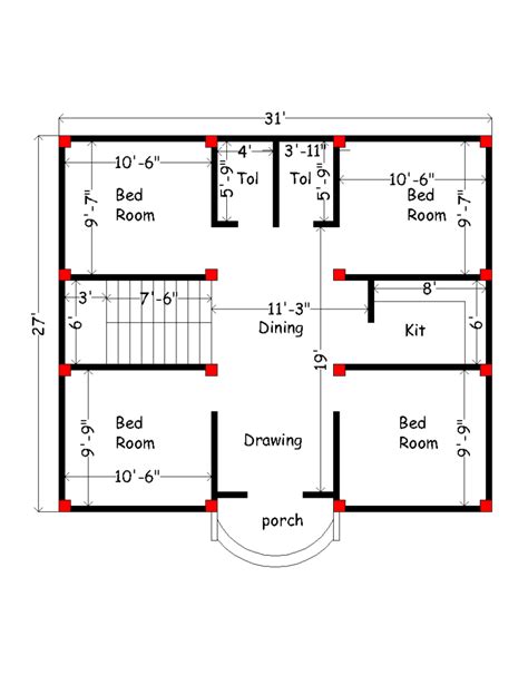 small best 4 bedrooms 3d house plan