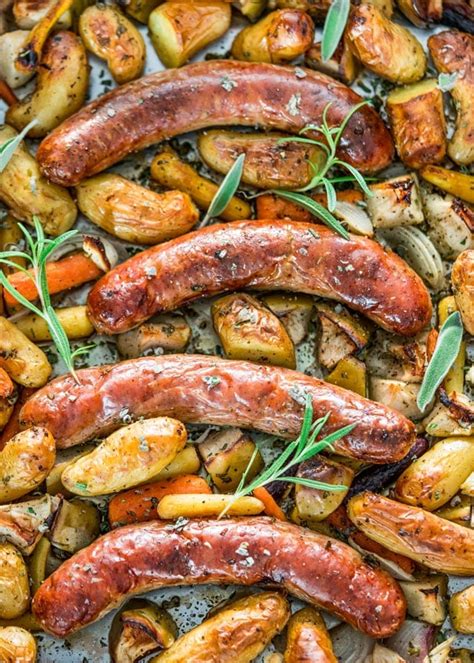 Baked Sausages with Apples Sheet Pan Dinner - Jo Cooks