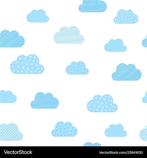 Baby boy blue clouds pattern background Royalty Free Vector