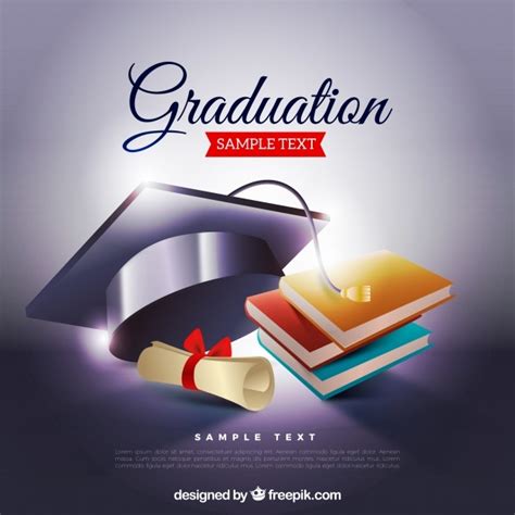 Graduation background with biretta and books Vector | Free Download