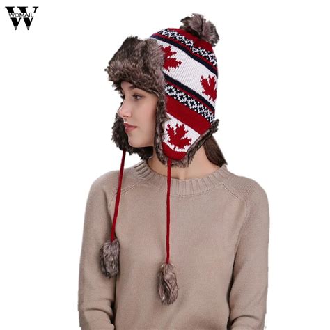 Womail Women Hats Warm Women Winter Hat with Ear Flaps Snow Ski Thick ...