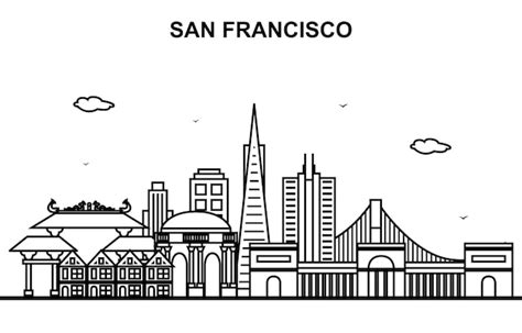 Premium Vector | San francisco city tour cityscape skyline line outline