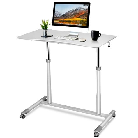 Costway Height Adjustable Computer Desk Sit to Stand Rolling Notebook ...