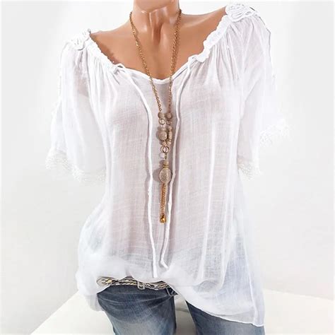 Summer women linen blouse top women 2018 white shirt women cotton short ...