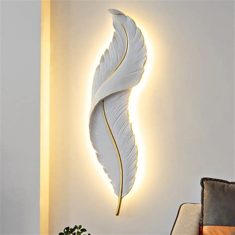 Nordic Modern Creative Feather Light Led Wall Lamp Bedroom Bedside ...