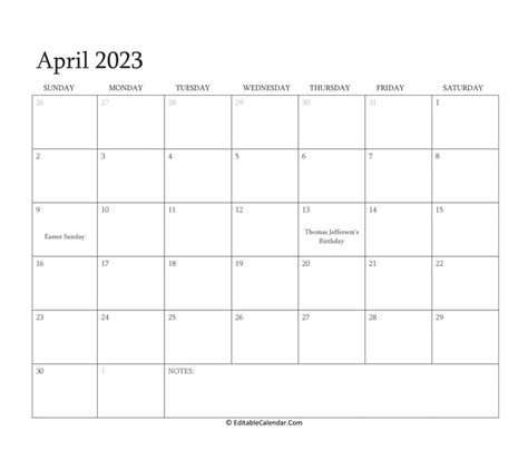 April 2023 Calendar Editable - Get Latest Map Update