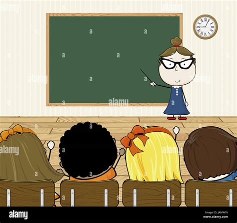 Teachers And Students Working Together Cartoon