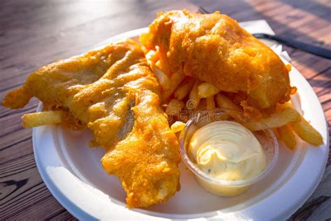 Fried Battered Fish with Chips Stock Photo - Image of battered, potato ...