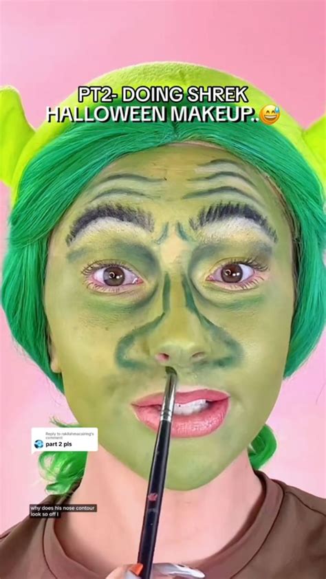 Shrek makeup challenge, creative Halloween makeup ideas simple, green ...