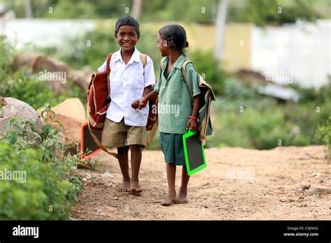 Indian school children going to school Andhra Pradesh South India Stock ...