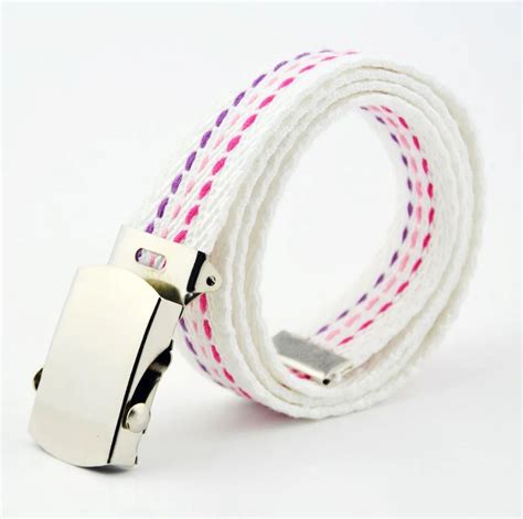 Girl belt kids belts with shinny silver buckle canvas belt for children ...