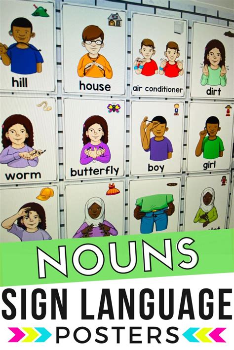 ASL Nouns Posters | Expressive language, American sign language, Sign ...