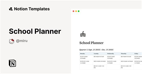 School Planner Template by miru | Notion Marketplace